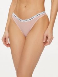Calvin Klein Underwear Stringi 000QD5043E Różowy. Czerwone stringi Calvin Klein Underwear, bez wzorów, z bawełny. Za 49.99 zł.