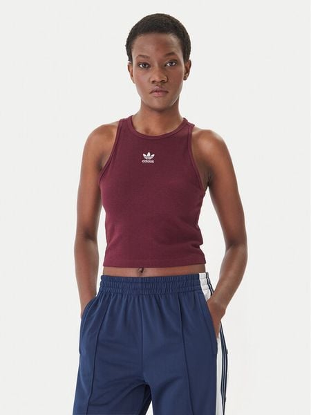 Adidas Top Essentials KD3824 Bordowy Slim Fit. Czerwone topy adidas, s, bez wzorów, z bawełny, bez kołnierzyka, bez ramiączek. Za 96.99 zł.