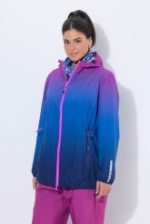 Damskie Kurtka przeciwdeszczowa lekka wodoszczelna kaptur kieszenie na zamek. Niebieskie kurtki Ulla Popken, plus size, bez wzorów, z materiału, z kapturem. Za 389.99 zł.