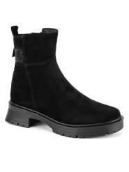 Sergio Bardi Botki WI16-E1099-01SB Czarny. Czarne botki Sergio Bardi, bez wzorów, ze skóry, bez obcasa, na płaskiej podeszwie, bez zapięcia. Za 239.00 zł.