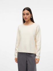 Vero Moda Sweter "Gold" w kolorze kremowym rozmiar: S. Brązowe swetry Vero Moda, s, bez wzorów, ze splotem, bez ramiączek. Za 74.81 zł.