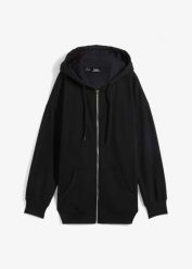 Bluza rozpinana z kapturem. Czarne bluzy bonprix, bez wzorów, bez ramiączek, z kapturem. Za 124.99 zł.