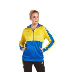 Kurtka treningowa z kapturem dla kobiet Erima Six Wings. Niebieskie kurtki Erima, l, bez wzorów, z materiału, sportowe, z kapturem. W wyprzedaży za 239.00 zł.