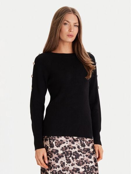 Morgan Sweter 252-MTECNA Czarny Regular Fit. Czarne swetry Morgan, m, bez wzorów, z syntetyku, bez ramiączek. Za 269.99 zł.