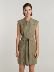 G-Star Sukienka w kolorze khaki rozmiar: M. Brązowe sukienki G-Star, na imprezę, m, bez wzorów, z tkaniny, klasyczne, bez kołnierzyka, bez ramiączek, mini. Za 269.11 zł.