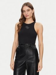 Guess Top W5GP57 KCV52 Czarny Regular Fit. Czarne topy Guess, xl, z aplikacjami, z syntetyku, bez kołnierzyka, bez ramiączek. Za 109.99 zł.