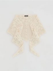 Ażurowa chusta z bawełny - złamana biel. Chusty Reserved, w ażurowe wzory, z bawełny. Za 69.99 zł.