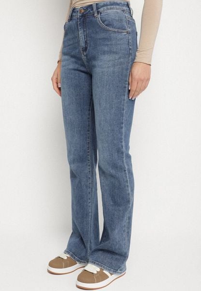 Niebieskie Jeansy o Kroju Dzwonów z Wysokim Stanem Havea. Niebieskie jeansy Born2be, l, z aplikacjami, z bawełny, klasyczne, z podwyższonym stanem. Za 109.99 zł.