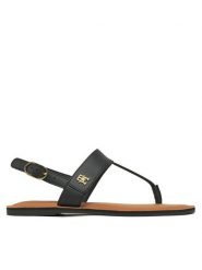 Tommy Hilfiger Sandały FW0FW08505 Czarny. Czarne sandały Tommy Hilfiger, bez wzorów, ze skóry, bez obcasa, na płaskiej podeszwie, bez zapięcia. Za 439.99 zł.