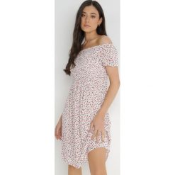Biała Sukienka z Wiskozy Ton. Białe sukienki Born2be, na co dzień, m, z aplikacjami, z tkaniny, bez kołnierzyka, bez ramiączek, mini, dopasowane. W wyprzedaży za 33.74 zł.