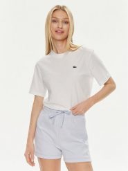 Lacoste T-Shirt TF7215 Biały Loose Fit. Białe t-shirty Lacoste, bez wzorów, z bawełny, bez kołnierzyka, bez ramiączek. Za 249.99 zł.
