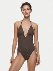 Guess Strój kąpielowy E6GJ36 MC040 Brązowy. Brązowe stroje jednoczęściowe Guess, z aplikacjami, z syntetyku. Za 549.99 zł.