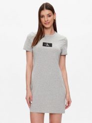 Calvin Klein Underwear Koszula nocna 000QS6944E Szary Slim Fit. Szare koszule nocne Calvin Klein Underwear, xs, bez wzorów, z bawełny, bez ramiączek. Za 129.99 zł.