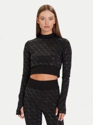 Guess Bluzka W5BP48 K7182 Czarny Slim Fit. Czarne bluzki Guess, xs, z aplikacjami, z syntetyku, bez kołnierzyka, bez ramiączek. Za 429.99 zł.