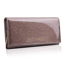 Portfel skórzany BETLEWSKI szary ZBPD-BS-106. Szare portfele Betlewski, bez wzorów, z lakierowanej skóry. Za 139.00 zł.