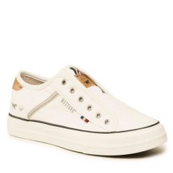 Trampki Mustang. Białe trampki Mustang, bez wzorów, bez zapięcia. Za 149.99 zł.