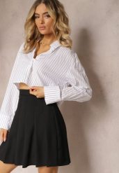 Czarna Rozkloszowana Spódnica Zapinana na Zamek Błyskawiczny z Zakładkami Sonarella. Czarne spódnice Renee, na co dzień, xs, bez wzorów, z bawełny, eleganckie, mini, rozkloszowane. W wyprzedaży za 62.99 zł.