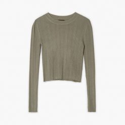 Prążkowany sweter - Khaki. Brązowe swetry Cropp, l, bez wzorów, z dzianiny, bez ramiączek. Za 69.99 zł.