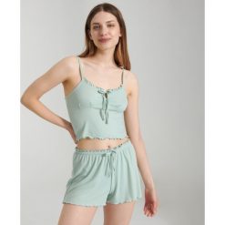 Piżama z fablanami - Zielony. Zielone piżamy Sinsay, l, bez wzorów, bez kołnierzyka, bez ramiączek. Za 39.99 zł.