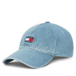 Czapka z daszkiem Tommy Jeans. Niebieskie czapki z daszkiem Tommy Jeans, bez wzorów, z jeansu. Za 199.99 zł.