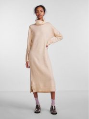 Pieces Sukienka dzianinowa Juliana 17126281 Beżowy Regular Fit. Brązowe sukienki Pieces, s, bez wzorów, z dzianiny, bez kołnierzyka, bez ramiączek. Za 129.99 zł.