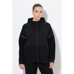 Damskie Bluza odblaskowe paski kaptur w połowie z eleganckiego weluru ottoman. Czarne bluzy z kapturem Ulla Popken, plus size, bez wzorów, z bawełny, bez kaptura. W wyprzedaży za 223.99 zł.