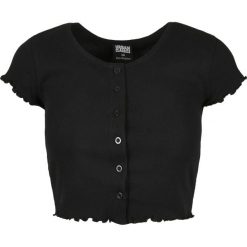 Koszulka damska Urban Classics cropped button up rib. Czarne t-shirty sportowe Urban Classics, bez wzorów, prążkowane, bez ramiączek. Za 145.00 zł.
