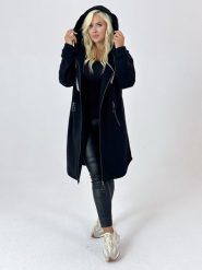 Ciepła dresowa płaszczo-bluza Daria w czarnym kolorze XXL OVERSIZE JESIEŃ. Czarne bluzy Moda Size Plus Iwanek, na jesień, l, bez wzorów, z bawełny, bez ramiączek, bez kaptura. Za 359.90 zł.