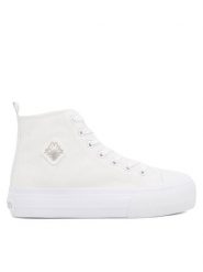 Kappa Trampki VISKA OC 243208OC-1010 Biały. Białe trampki Kappa, bez wzorów, z materiału, bez zapięcia. Za 129.99 zł.
