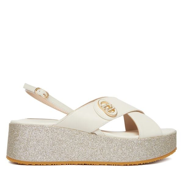 Sandały Liu Jo. Białe sandały Liu Jo, bez wzorów, bez obcasa, na koturnie, bez zapięcia. Za 489.99 zł.