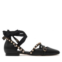 Baleriny TWINSET. Czarne baleriny Twinset, bez wzorów, bez obcasa, bez zapięcia. Za 719.99 zł.