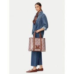 Torebka Max Mara Beachwear. Brązowe shopper bag Max Mara Beachwear, bez wzorów, bez dodatków. Za 944.99 zł.