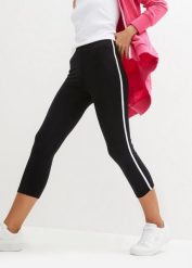 Legginsy sportowe, dł. 3/4. Czarne legginsy bonprix, bez wzorów, z bawełny, sportowe. Za 64.99 zł.