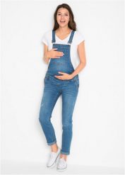 Ogrodniczki dżinsowe ciążowe STRAIGHT. Niebieskie jeansy bonprix, bez wzorów, z jeansu. Za 209.99 zł.