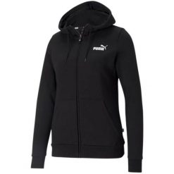 Bluza Damska ESS Small Logo Z Pełnym Zamkiem Błyskawicznym. Czarne bluzy Puma, s, bez wzorów, bez kaptura. Za 332.99 zł.