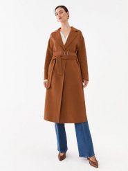 TWINSET Płaszcz wełniany 232TP2013 Brązowy Regular Fit. Brązowe płaszcze Twinset, na zimę, bez wzorów, z syntetyku, bez kaptura. Za 3,169.00 zł.