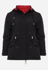 Czarno-Czerwona Przejściowa Kurtka Dwustronna Parka z Pikowaniem i Kapturem Tidare. Czarne kurtki Born2be, l, bez wzorów, z jeansu, sportowe. Za 109.99 zł.