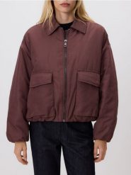 Kurtka bomberka oversize - mahoniowy. Brązowe kurtki Reserved, l, bez wzorów, z tkaniny, bez kaptura. W wyprzedaży za 139.99 zł.