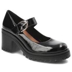 Czarne Półbuty Armodo Stylowe Lakierowane Obuwie Damskie. Czarne półbuty wsuwane Armodo, bez wzorów, z lakierowanej skóry, eleganckie, bez obcasa. Za 305.90 zł.
