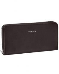 Portfel damski WINGS WILLOW duży elegancki BLACK. Czarne portfele Wings, bez wzorów, z materiału. Za 69.90 zł.