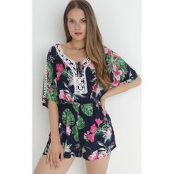 Granatowy Kombinezon Bawełniana Mirjam. Niebieskie kombinezony Born2be, na lato, m, z aplikacjami, z bawełny, boho, bez kołnierzyka, bez ramiączek, krótkie. Za 79.99 zł.