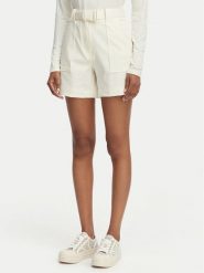 Guess Szorty materiałowe W6GD01 W1415 Kremowy Regular Fit. Białe szorty Guess, z aplikacjami, z materiału. Za 434.99 zł.