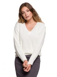 Be Wear Sweter w kolorze kremowym rozmiar: S/M. Brązowe swetry Be Wear, m, bez wzorów, ze splotem, bez ramiączek. Za 205.45 zł.