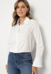 Biała Koszula z Bawełny z Gumką w Talii Olindelis. Białe koszule Born2be, m, bez wzorów, z bawełny, klasyczne, bez kołnierzyka, bez ramiączek. W wyprzedaży za 93.49 zł.