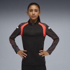 Młodzieżowa bluza piłkarska individualFINAL z zamkiem 1/4 PUMA. Czarna bluzy Puma, m, bez wzorów, młodzieżowe, bez ramiączek, bez kaptura. Za 219.00 zł.