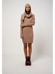 AUTHENTIC CASHMERE Kaszmirowa sukienka "Armet" w kolorze beżowym rozmiar: M. Brązowe sukienki AUTHENTIC CASHMERE, m, bez wzorów, z kaszmiru, bez kołnierzyka, bez ramiączek, mini. Za 435.87 zł.