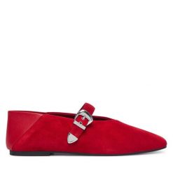 Baleriny Tommy Jeans. Czerwone baleriny Tommy Jeans, bez wzorów, z jeansu, bez obcasa, bez zapięcia. Za 449.99 zł.
