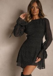 Czarna Sukienka Vices Ozdobiona Transparentnymi Rękawami i Kropkami Celziva. Czarne sukienki Renee, na co dzień, l, bez wzorów, z koronki, eleganckie, bez kołnierzyka, bez ramiączek, mini, dopasowane. Za 119.99 zł.
