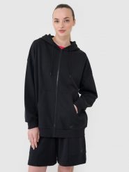 4F Bluza dresowa rozpinana z kapturem damska - czarna S. Czarne bluzy z kapturem 4f, s, bez wzorów, z bawełny, z kapturem. W wyprzedaży za 89.99 zł.