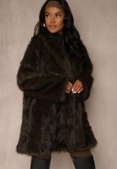 Brązowa Kurtka Futerko o Długim Kroju Gavrine. Brązowe kurtki Renee, m, bez wzorów, z futra, eleganckie, bez kaptura. Za 289.99 zł.